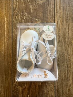 Baby Deer White Leather Lace-Up Baby Walker Shoes